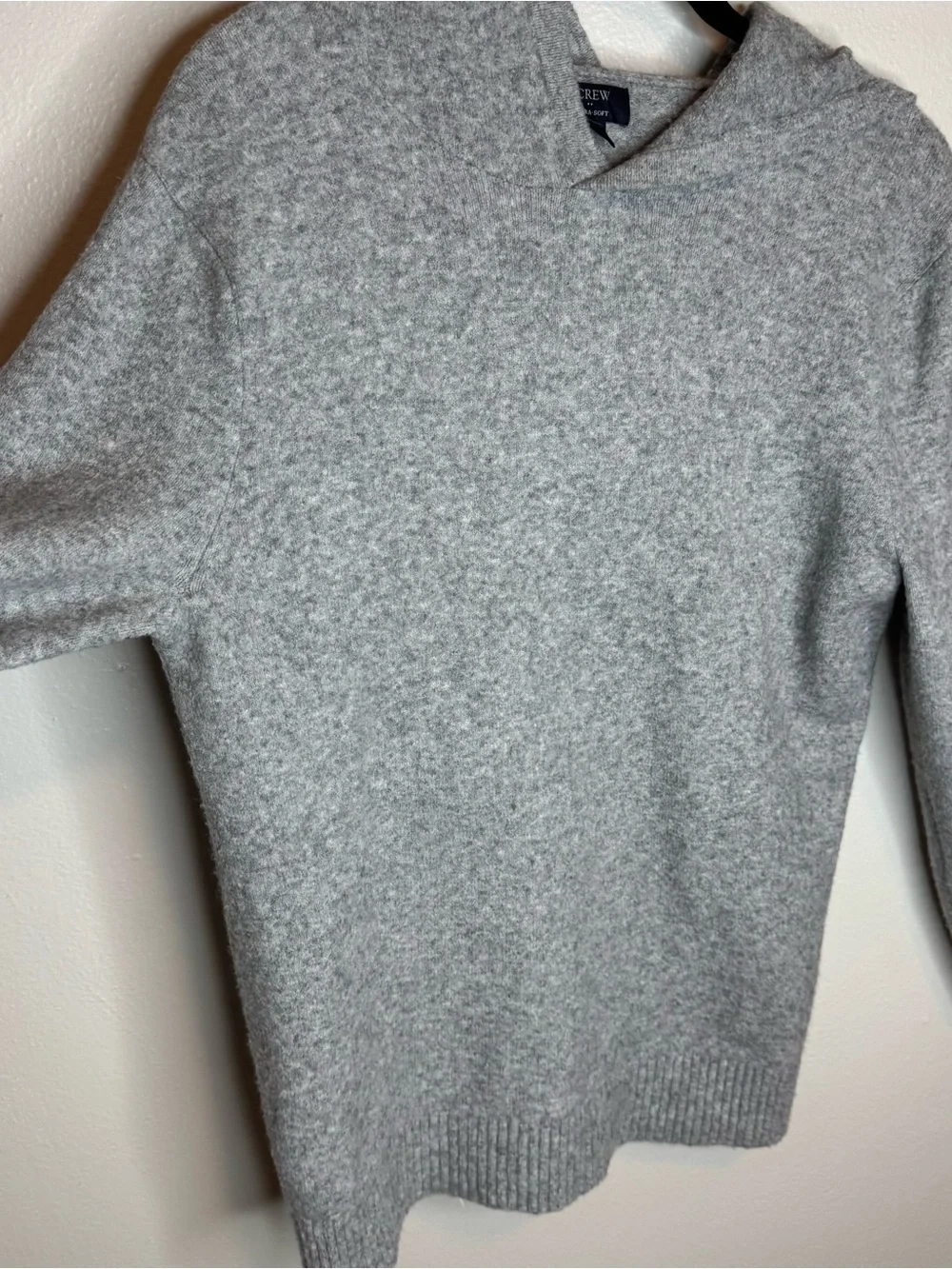 J Crew Extra-soft sweater-hoodie Graphite Gray Heather Wool Blend